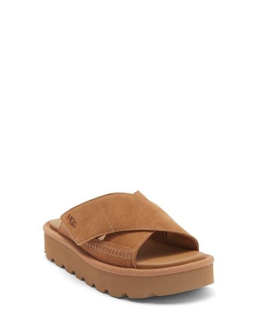 Ugg Brown Sungaze Platform Slide Sandal