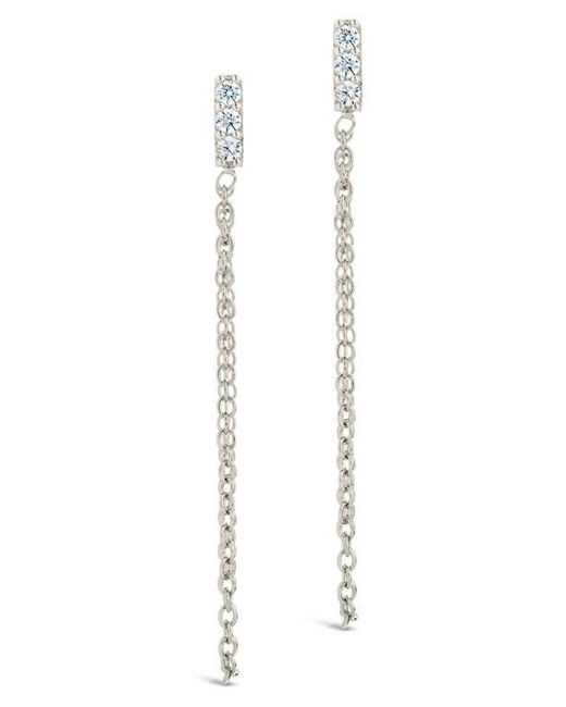 Sterling Forever White Chelsea Cubic Zirconia Chain Drop Front/Back Earrings