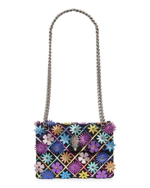 Kurt Geiger Blue Mini Kensington Flowers Convertible Shoulder Bag