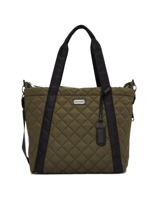 Steve Madden Green Sporty Quilted Nylon Tote