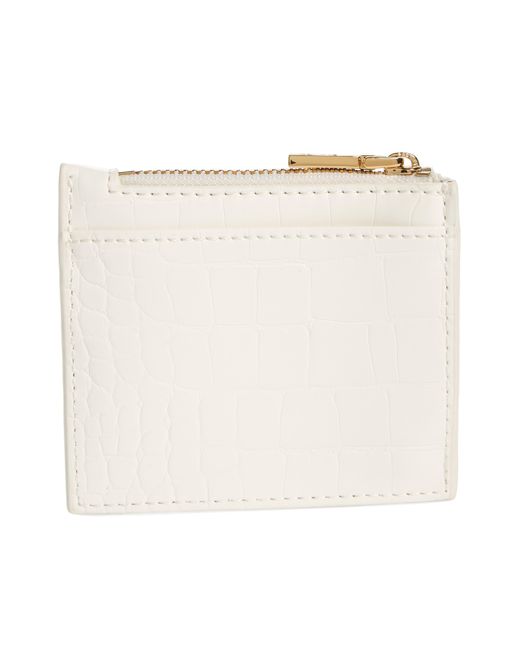 Love Moschino Natural Croc Embossed Faux Leather Zip Card Wallet
