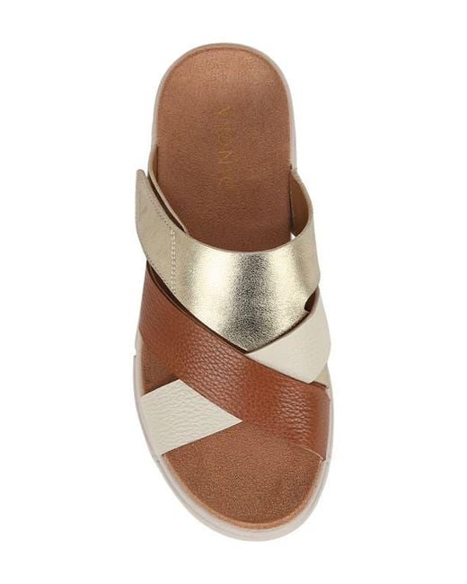 Vionic Brown Uptown Sunset Platform Wedge Slide Sandal