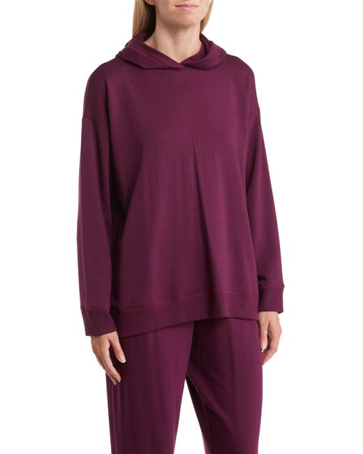 Eileen Fisher Purple Boxy Fleece Hoodie