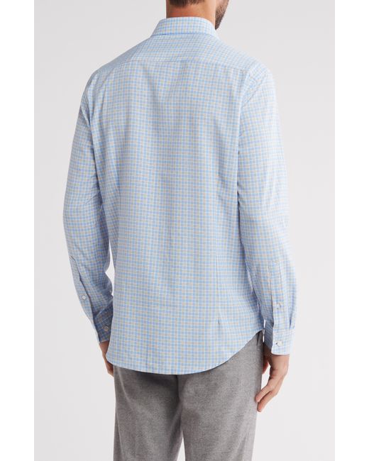 Report Collection Blue Check Print 4-way Stretch Long Sleeve Shirt for men