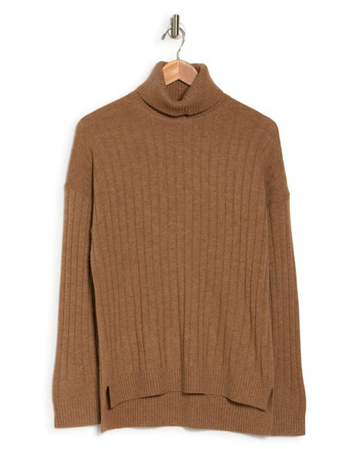 Theory Brown Governor Wool & Cashmere Blend Turtleneck Sweater
