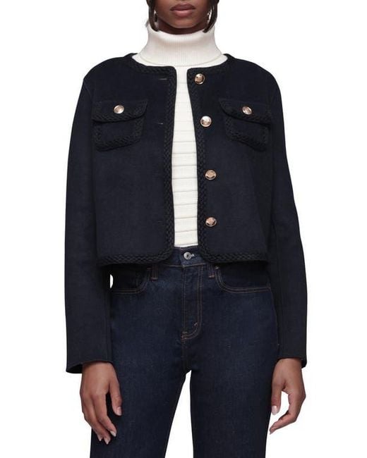 Bagatelle Blue Cropped Collarless Jacket