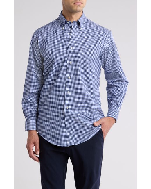 Brooks Brothers Blue Madison Gingham Non-iron Stretch Dress Shirt for men