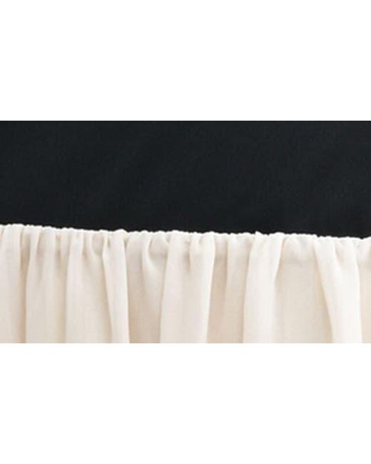 Lush Natural Colorblock Ruffle Midi Dress
