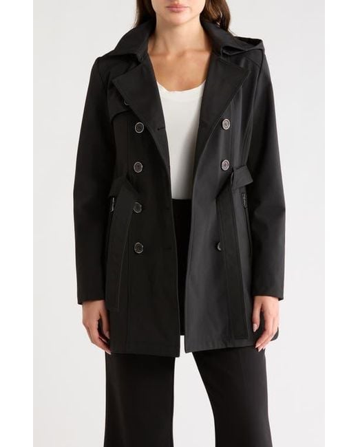Bernardo Black Softshell Double-Breasted Trench Coat