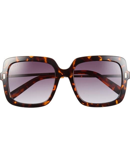 DIFF Brown 54Mm Square Sunglasses