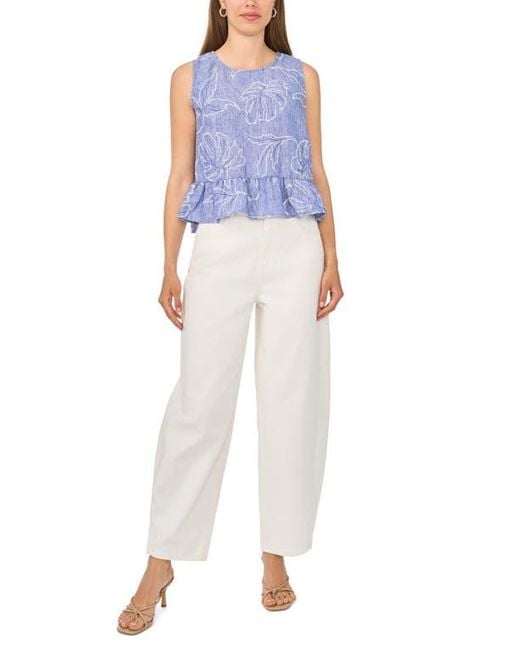 Vince Camuto Blue Embroidered Shell