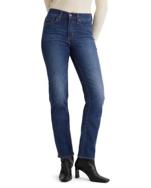 Levi's Blue 724 High Waist Straight Leg Jeans