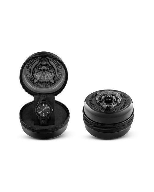 Philipp Plein Black Fearless Silicone Strap Watch, 43Mm for men