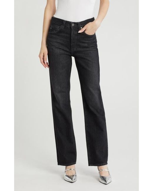 AG Jeans Black Alexxis Acid Wash High Waist Straight Leg Jeans