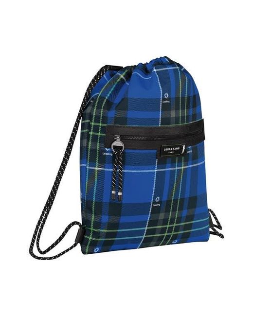 Longchamp Blue District Tartan Drawstring Backpack