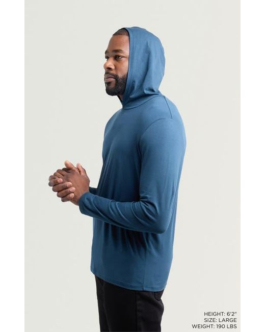 Xray Jeans Blue Long Sleeve Hooded T-Shirt for men