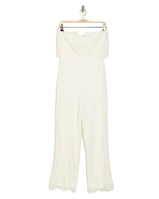 Lulus White Power Of Love Strapless Lace Jumpsuit