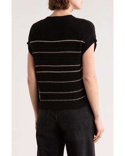 Blu Pepper Black Stripe Knit Button Front Top