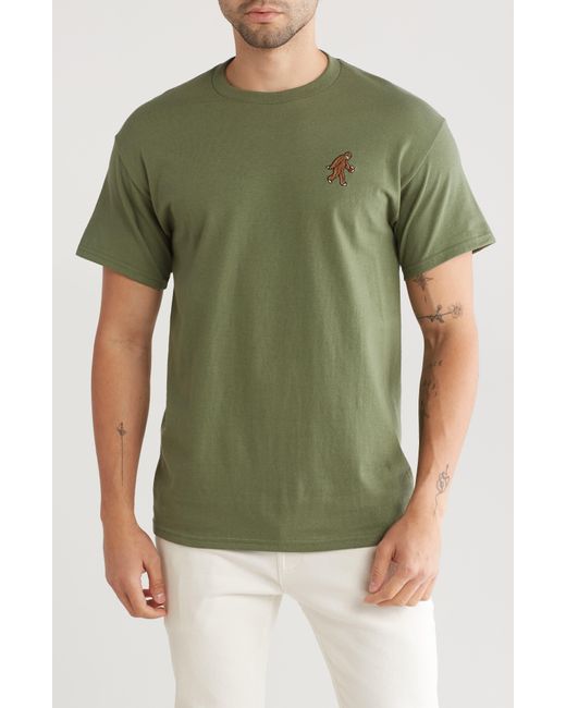 Riot Society Green Bigfoot Embroidery Cotton T-shirt for men