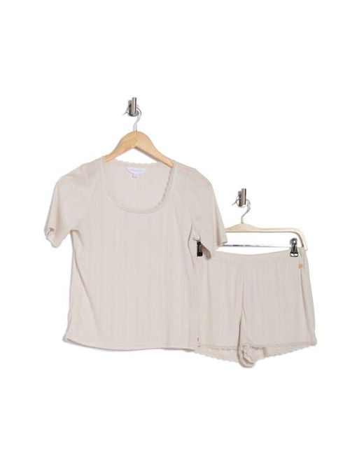 Danskin White Pointelle Stripe Pajamas