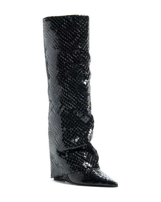 Steve Madden Black Paley Snake Embossed Boot