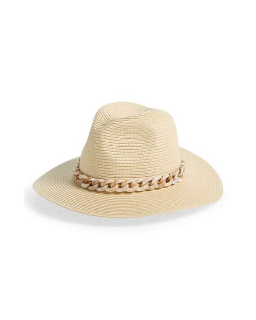 Vince Camuto Natural Resin Chain Straw Panama Hat