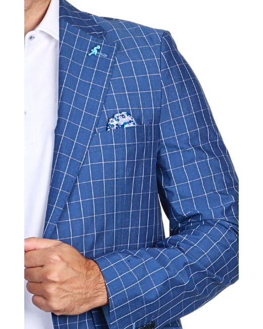Tailorbyrd Blue Mini Windowpane Sport Coat for men