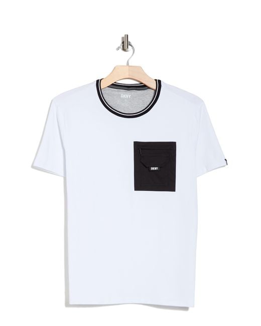 DKNY White Daley Woven Pocket T-shirt for men