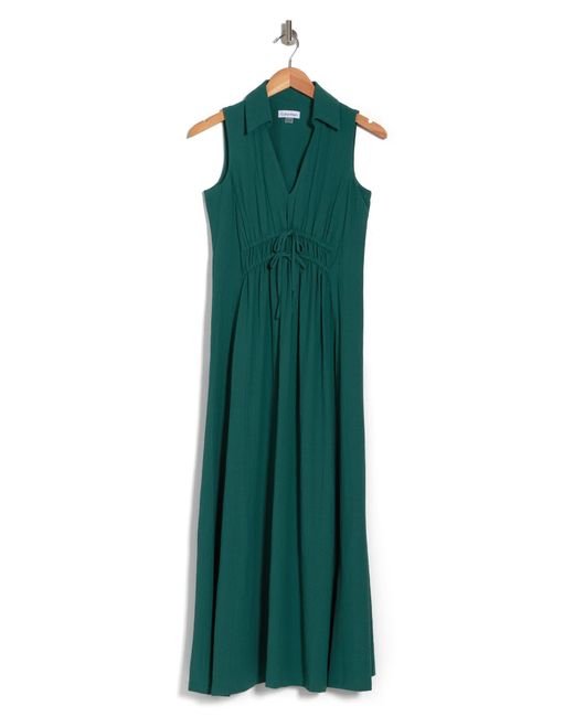Calvin Klein Gauze Front Tie Maxi Dress in Green Lyst