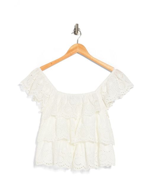 Liv Los Angeles White Tiered Cotton Eyelet Blouse
