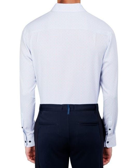 W.r.k. White Regular Fit Dot Print Performance Stretch Dress Shirt for men