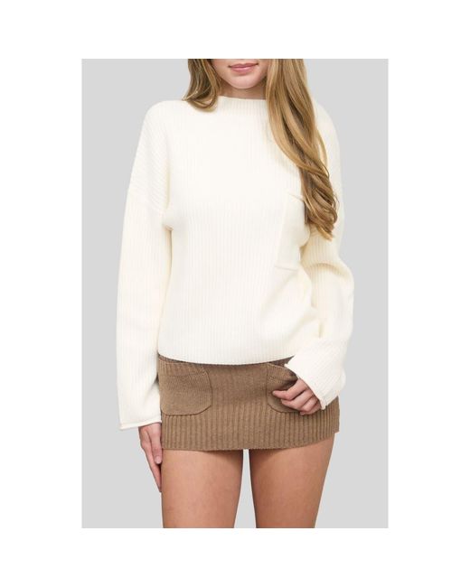 Blu Pepper White Mock Neck Long Sleeve Sweater