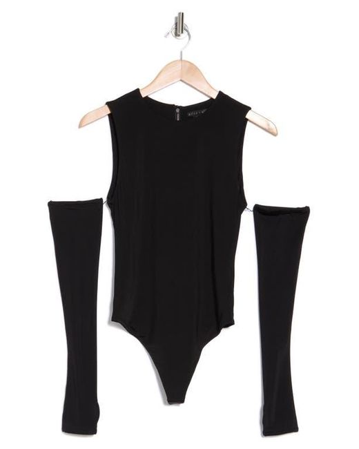 Alice + Olivia Black Olea Sculpting Cold Shoulder Bodysuit