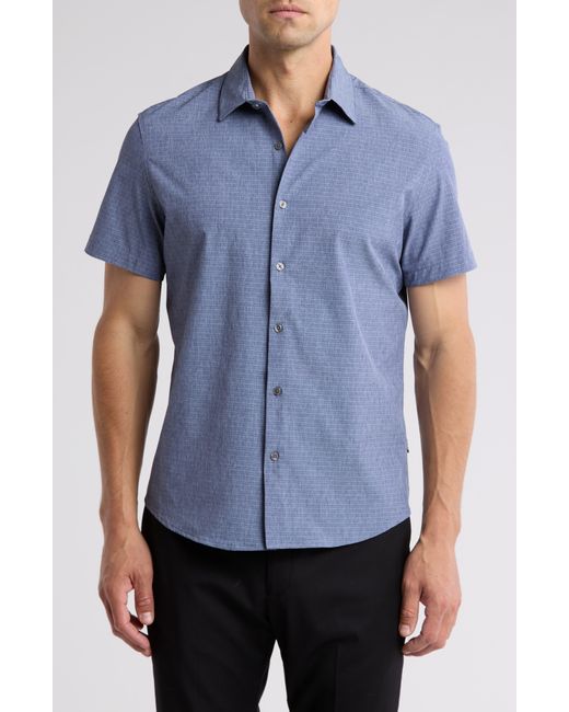 DKNY Blue Ezra Short Sleeve Button-up Shirt for men