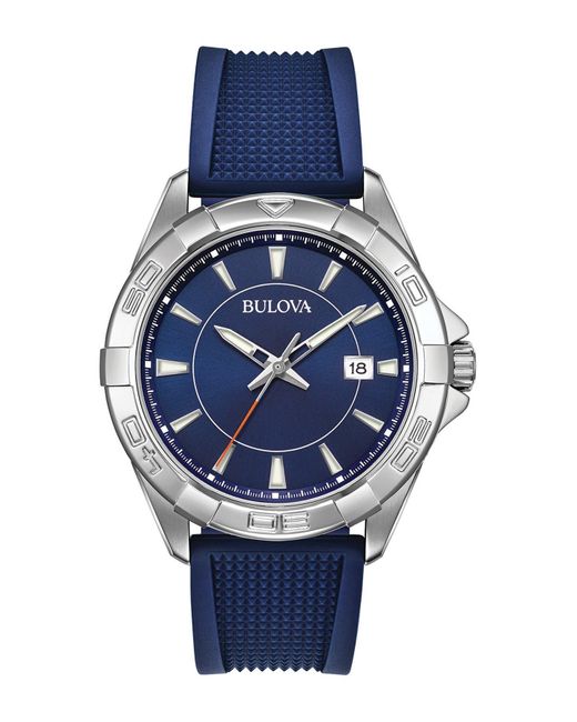 Bulova Blue Rubber Silicon Strap Sport Watch for Men Lyst