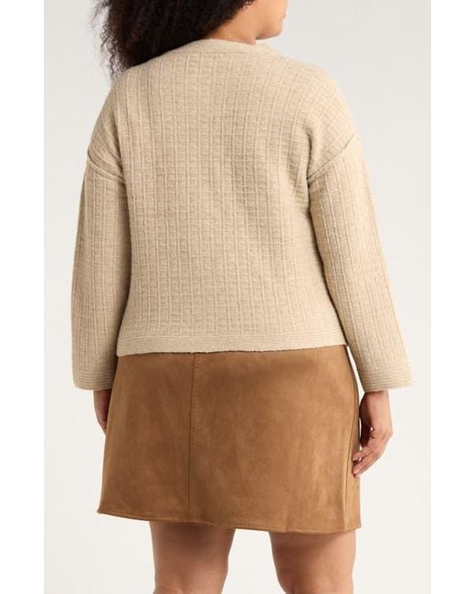 Max Studio Natural Waffle Button Front Cardigan