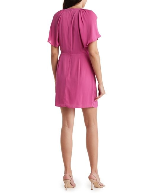 Adelyn Rae Pink Flutter Sleeve Fit & Flare Dress