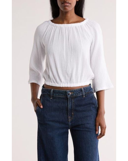 INDUSTRY REPUBLIC CLOTHING White Raglan Cotton Gauze Top