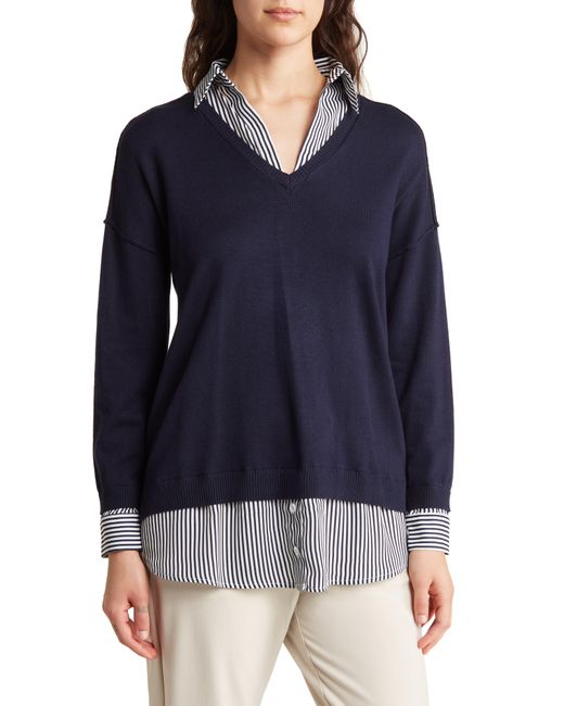 Adrianna Papell Blue Twofer Sweater