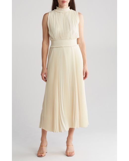Nanette Lepore Sleeveless Pleated Maxi Dress in Natural | Lyst