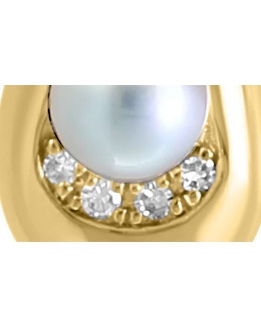 Effy Metallic 14k Yellow Gold 3.5mm Freshwater Pearl & Diamond Teardrop Earrings