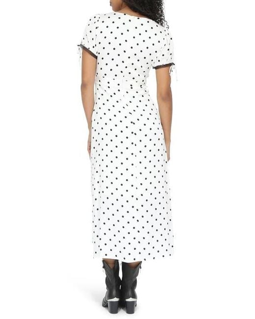 Belle & Bloom White You And I Polka Dot Midi Dress