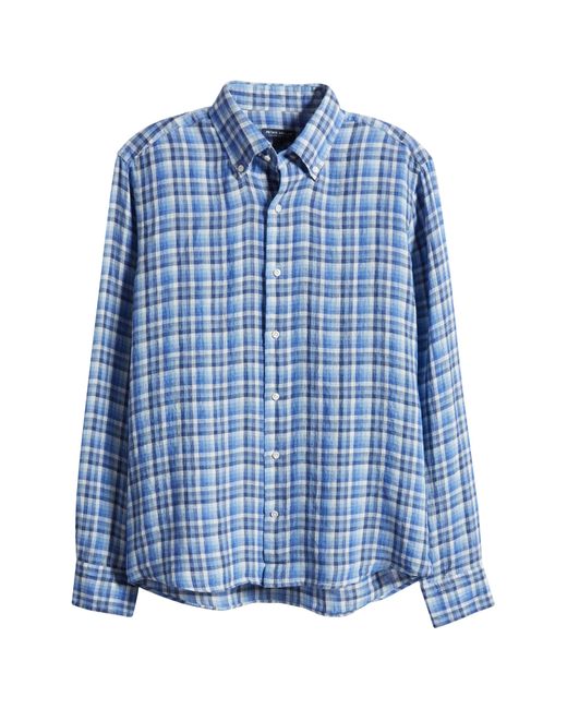 Peter Millar Blue Bella Vue Linen Button-up Sport Shirt for men