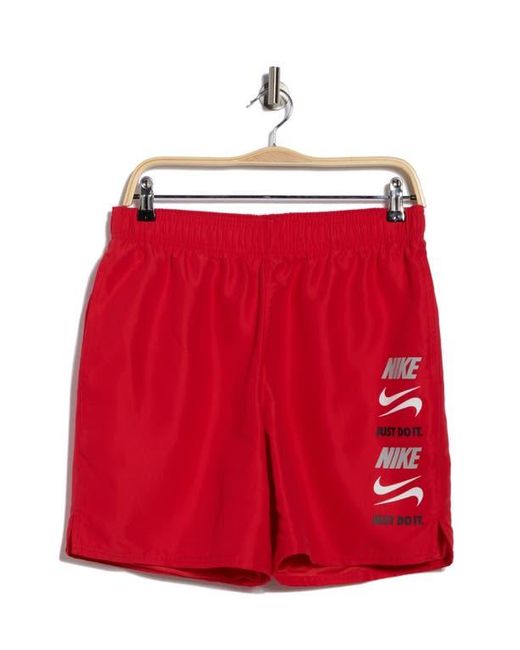 Nike Red 7-Inch Volley Swim Trunks for men