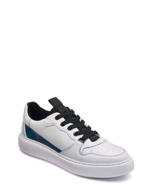 Karl Lagerfeld White Recycled Leather Lace-Up Sneakers for men