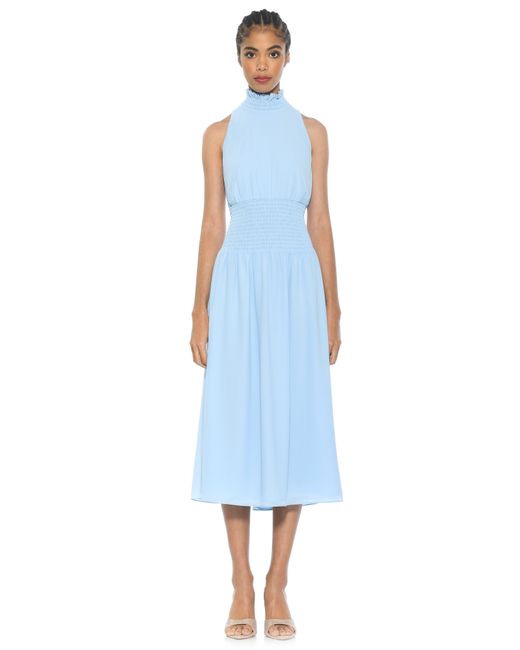 Alexia Admor Blue Landry Sleeveless Fit & Flare Midi Dress
