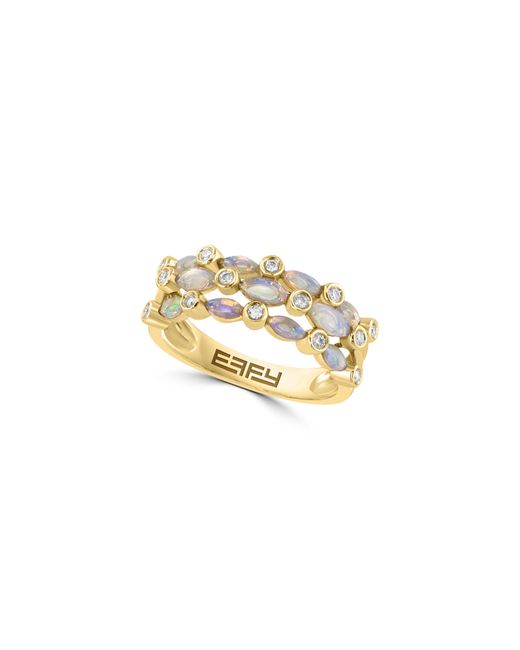 Effy Metallic Diamond & Opal Stacked Ring