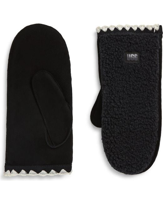 Ugg Black Uggfluff Scalloped Mittens