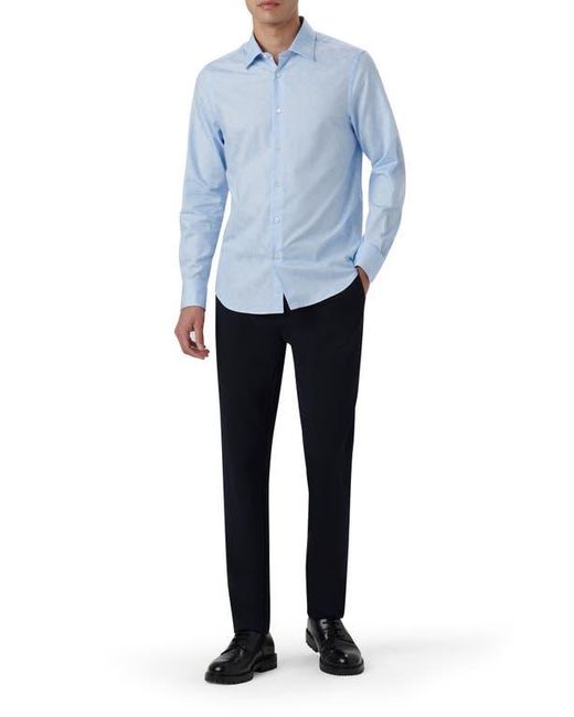 Bugatchi Blue Julian Shaped Fit Print Button-Up Shirt for men