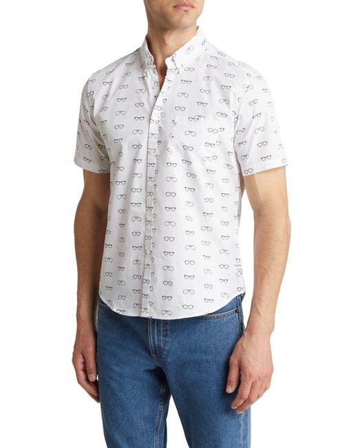 PUBLIC ART White Cool Shades Cotton Short Sleeve Button-up Shirt for men
